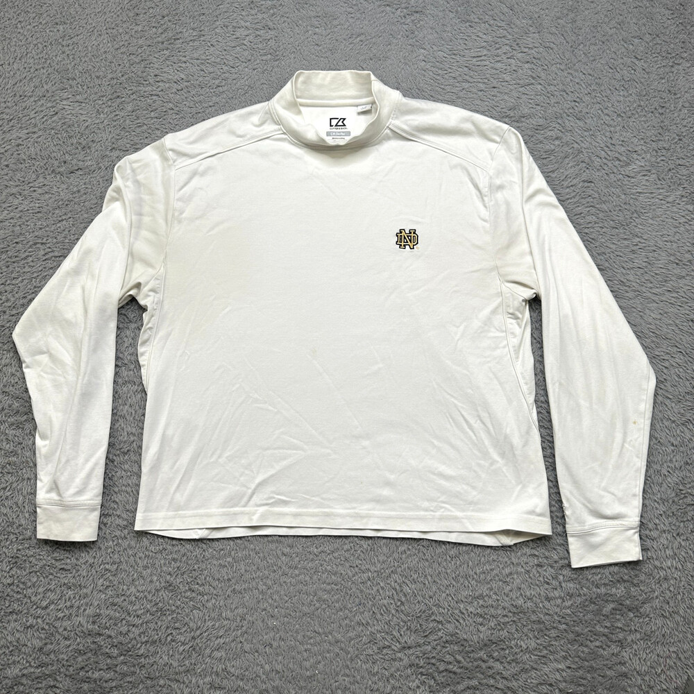 Notre Dame Long Sleeve Shirt Mens L White Mock Neck